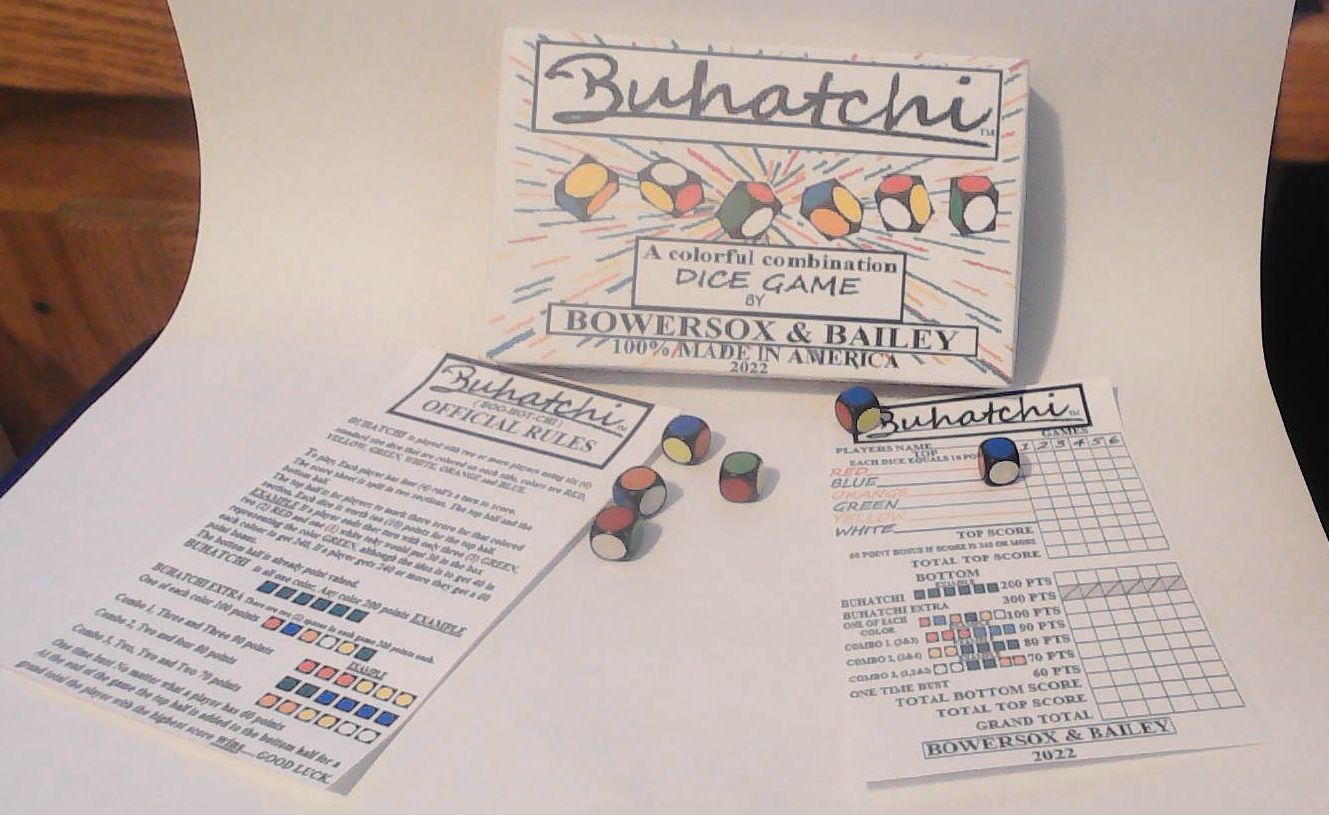 Bahatchi game components and score sheets