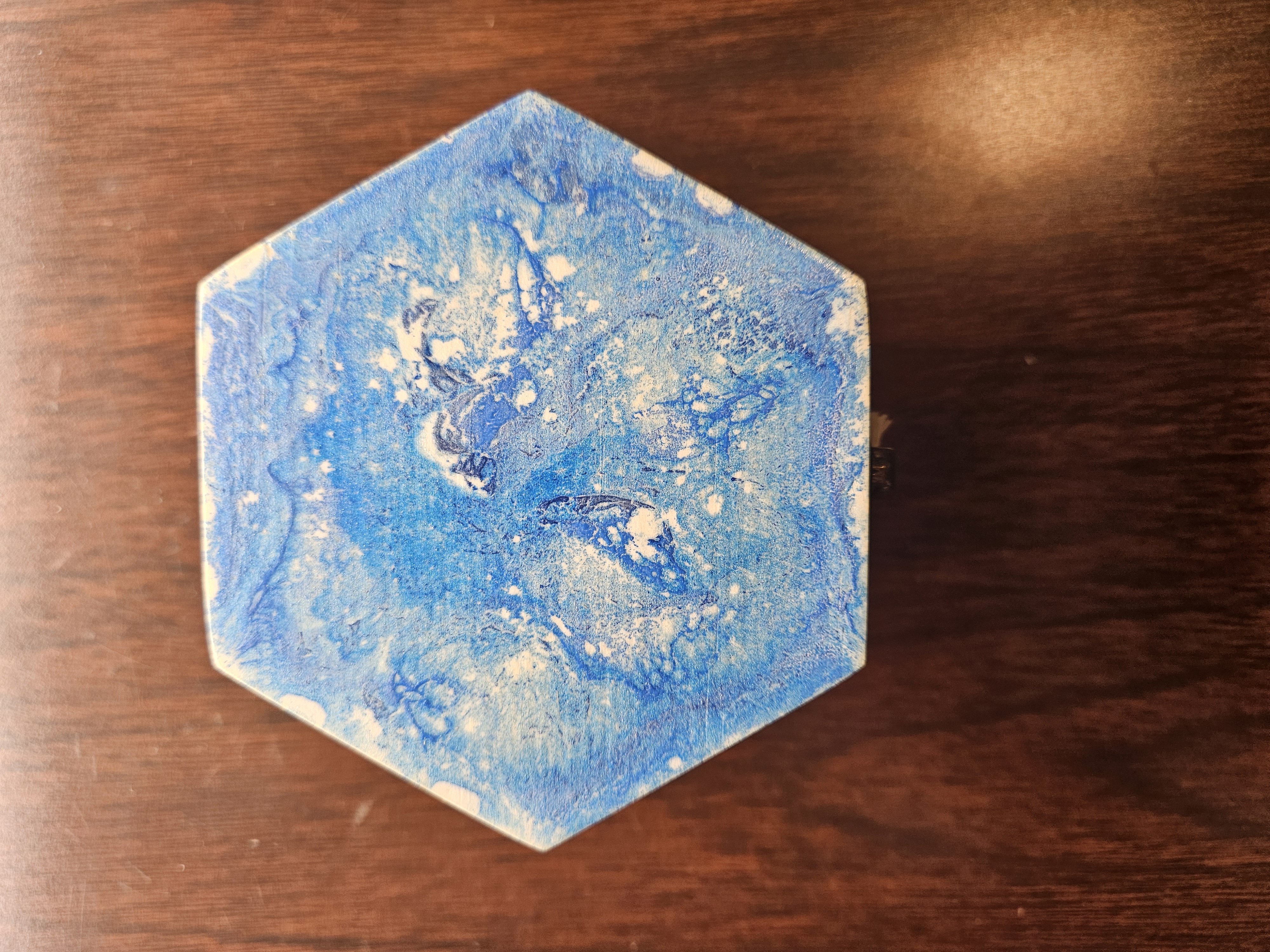 Hand-painted hexagon box top